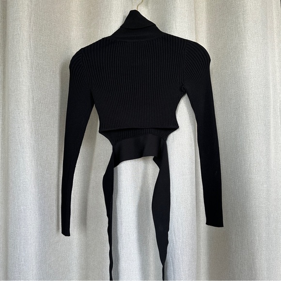 Cushnie Et Ochs Tie Waist Cropped Black Turtleneck Wrap Sweater XS - Picture 3 of 11